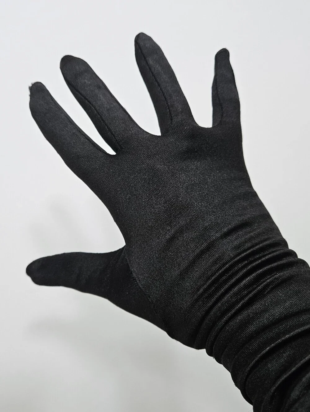 Black Satin Opera Gloves